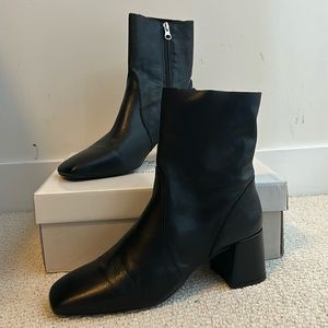 brand new, never worn, black l'intervalle heeled boots